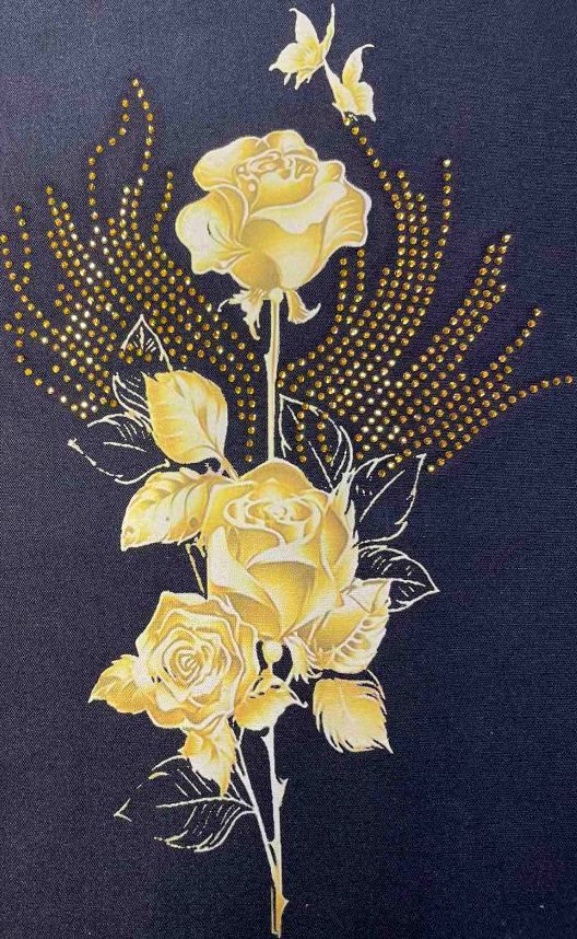 Аппликация композит, Розы, 16*25см, DTF пленка с золотым напылен, SS6 желтый 62902, шт. Аппликация композит