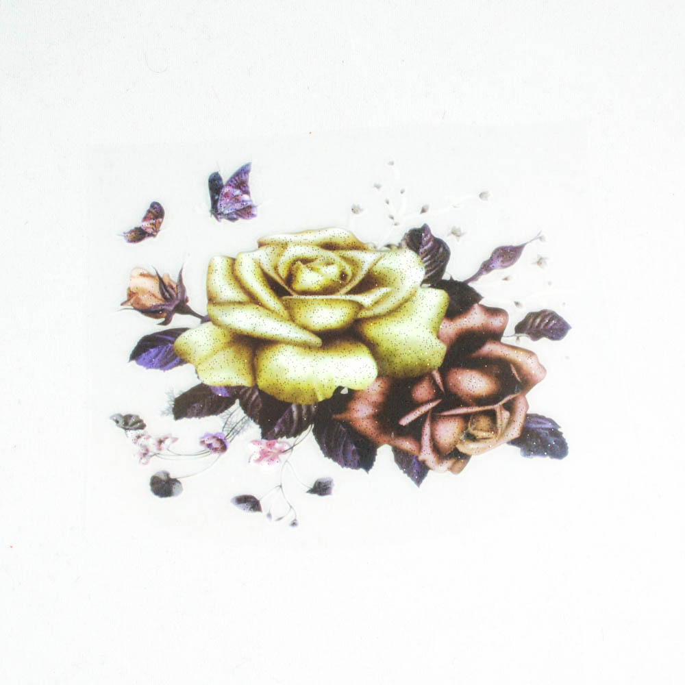 Термоаппликация Цветок Роза молоко и кофе 9*8,3см, цветная, шт. Термоаппликации Накатанный рисунок