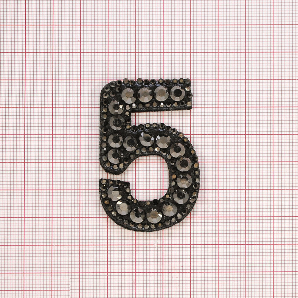 Аппликация клеевая стразы 5-ка 5,5*3,5см, черный, камни хематит, шт. Аппликации клеевые Стразы комб.