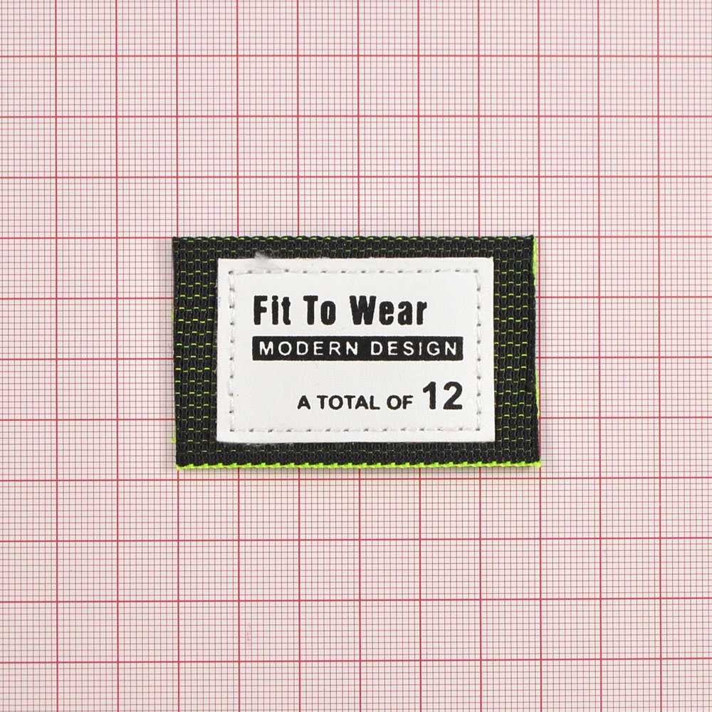 Лейба тканевая Fit To Wear, 4*6см, черный, белый, шт. Лейба Ткань
