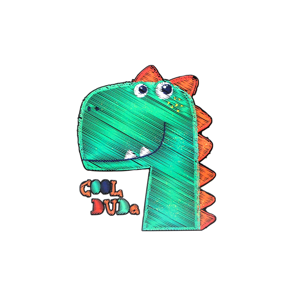 Термоаппликация Динозавр голова 8*6см, зеленый, оранжевый, белый, шт. Термопереводки Детские