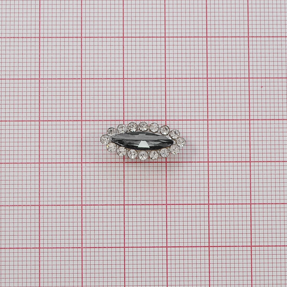 Стразы пришивные в металле, оправа из белых камней, лодка, 4*15мм, black diamond, шт. Стразы пришивные в металле