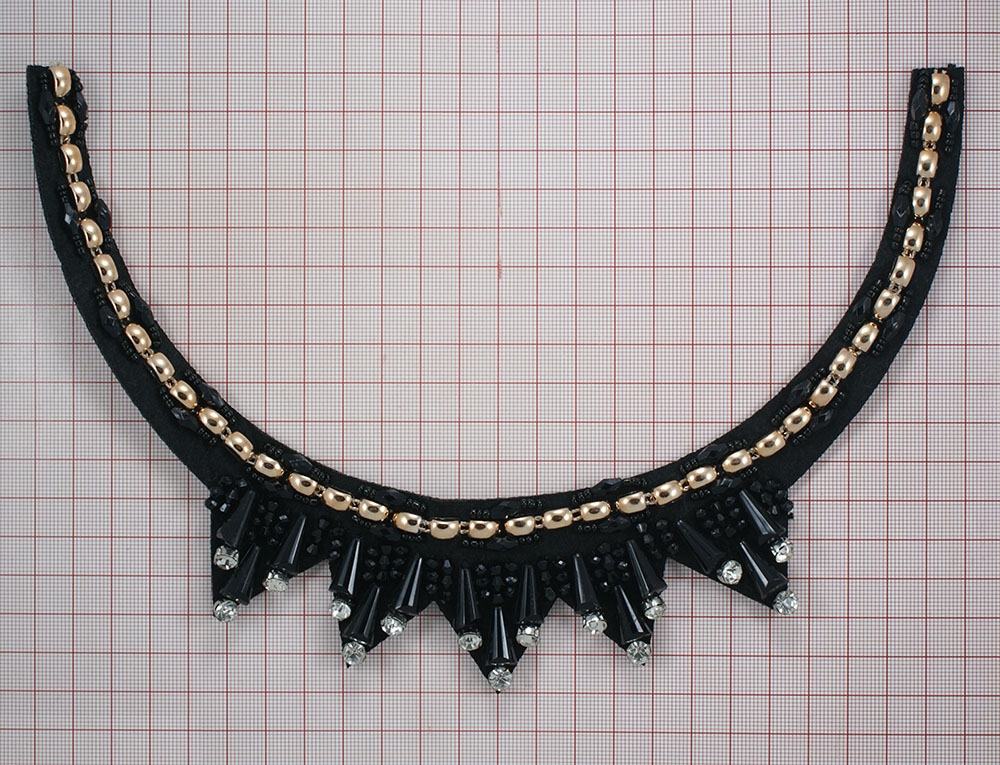 Воротник Шея черный, цепь золото, черный колокольчик, белые камни, шт. Воротники