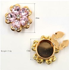 Клипса для пуговицы Цветок, золото, камни, стразы. шт. Украшение для пуговицы