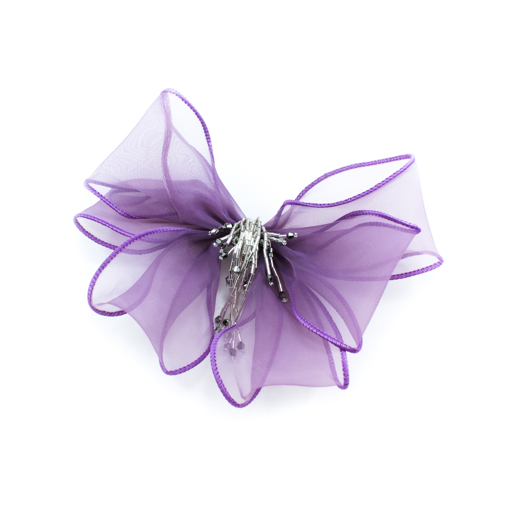 Аппликация декор Бант шифоновый 2 фиолетовый 19*18см. Аппликации Пришивные Цветы Банты