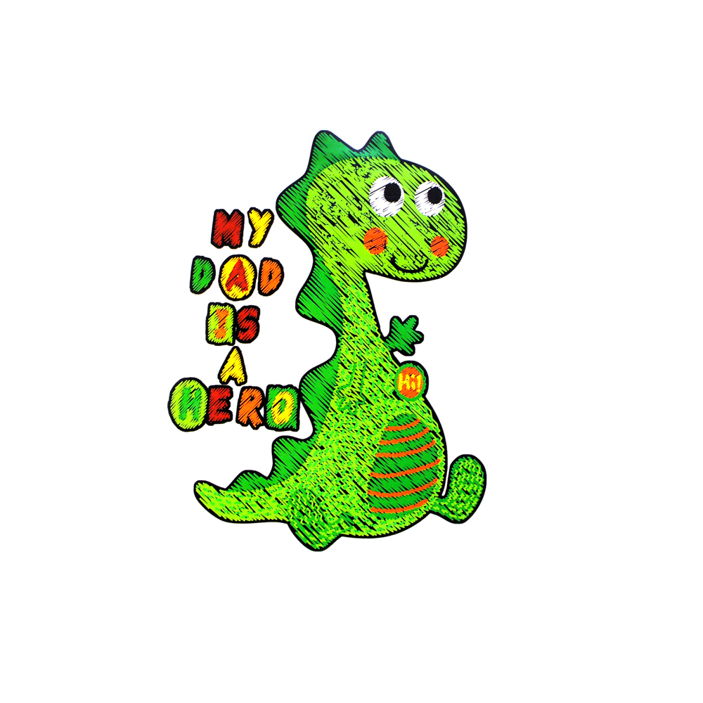 Термоаппликация  Динозавр 16*12,7см, зеленый, оранжевый, белый, красный, желтый, шт. Термоаппликации Накатанный рисунок