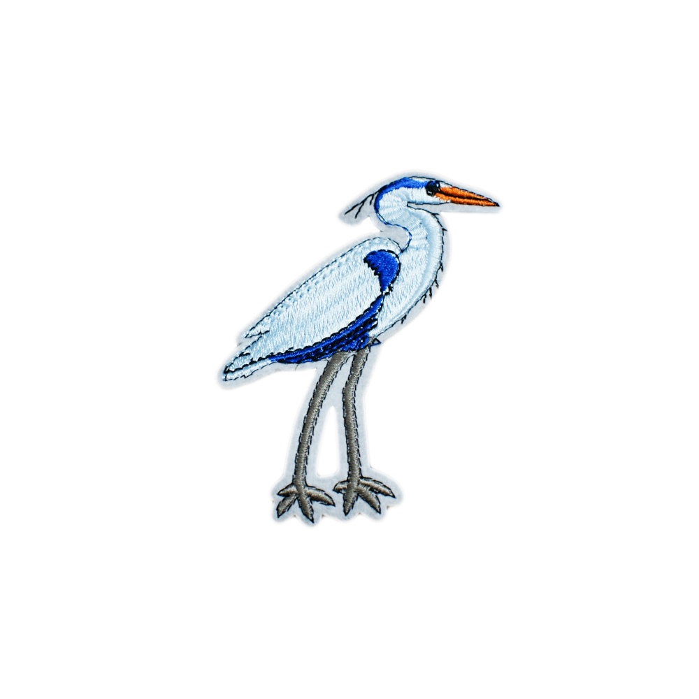 Нашивка тканевая Цапля 9,5*6,5см серый, голубой, синий, черный, розовый, шт. Нашивка Вышивка, Ткань