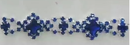 Тесьма из страз, никель, синий, ярд. Тесьма из страз