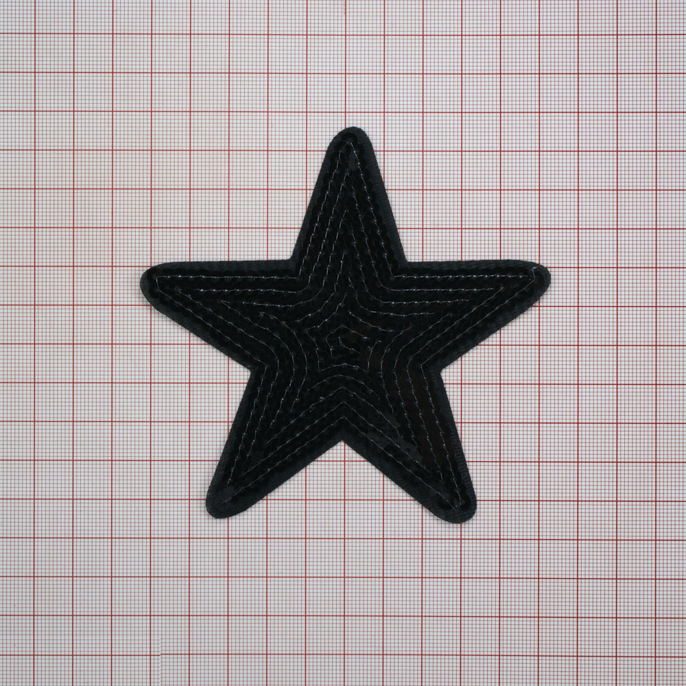 Аппликация клеевая пайетки Звезда 10*10см черный, черные пайетки, шт. Аппликации клеевые Пайетки