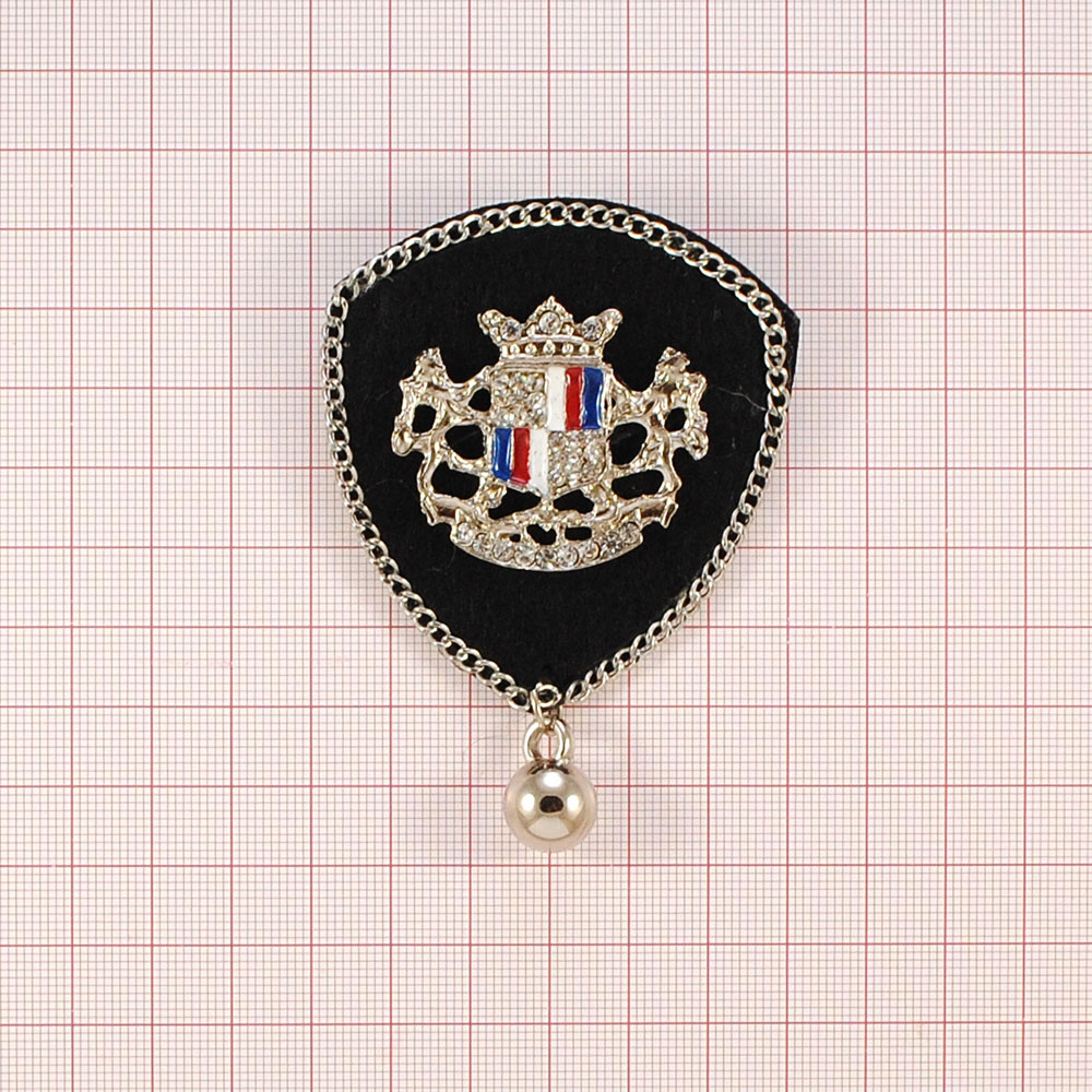 Брошь № 57 ЛЬВЫ герб, черная, NIKEL, эмаль, шт. Броши