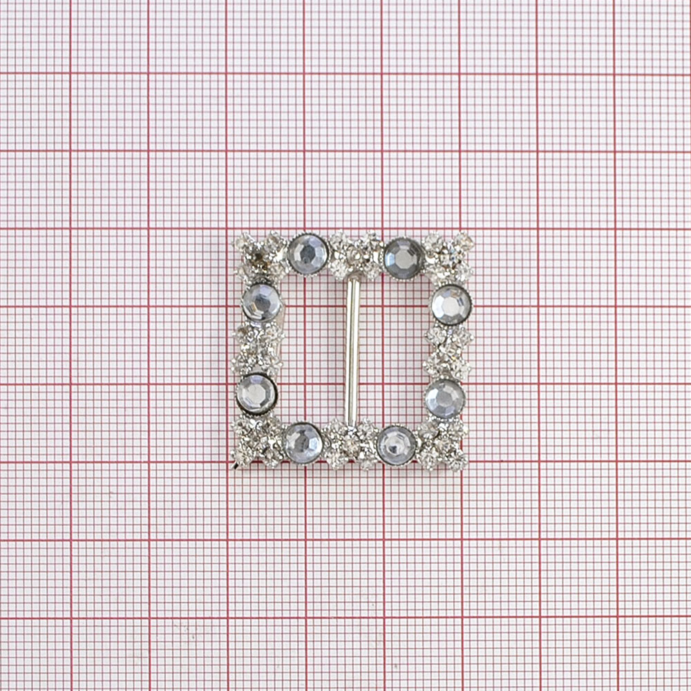 Укр.стекл.  7184 NIKEL. Перетяжка металл со стразами