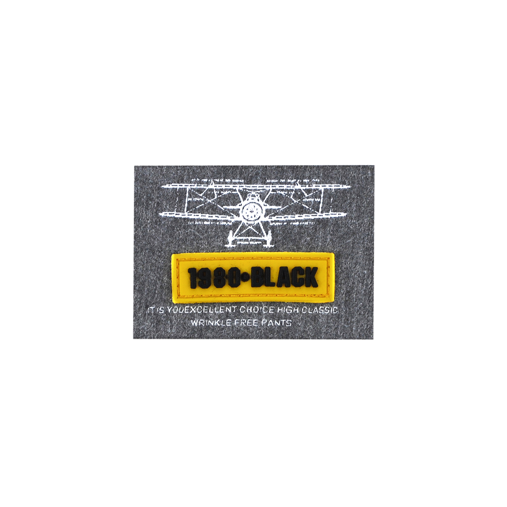 Лейба ткань и резина 1980-BLACK, 5*7см, серый, черный, желтый, шт. Лейба Ткань