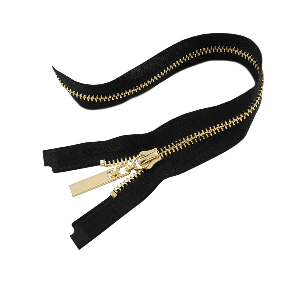 Змейка металлическая   №5 70см О/Е GOLD, черная ткань, односторонняя, шт. Змейка Металл