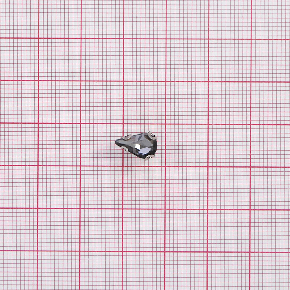 Стразы пришивные в металле, капля, 6*10мм, black diamond, шт. Стразы пришивные в металле