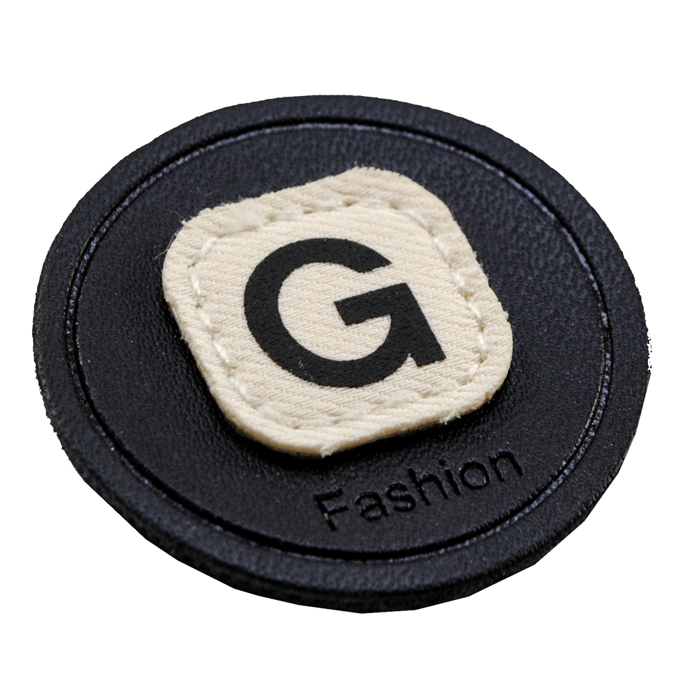 Лейба п/у G fashion, 3,5*3,5см, белый, белый, шт. Лейба Кожзам