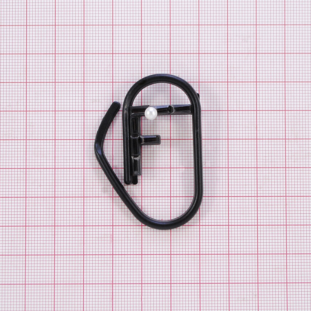 Краб металл с камнями Левый Скрепка F, 5,2*3,6см, метовый черный, черный, шт. Крабы Металл Надписи, Буквы