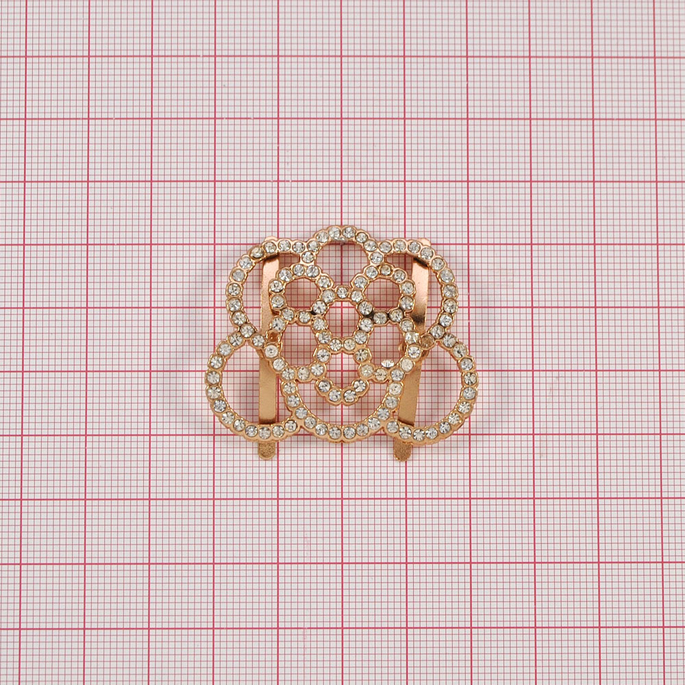 Краб металл Мишка-цветочек 42*34мм GOLD, белые камни, шт. Крабы Металл Цветы, Жуки