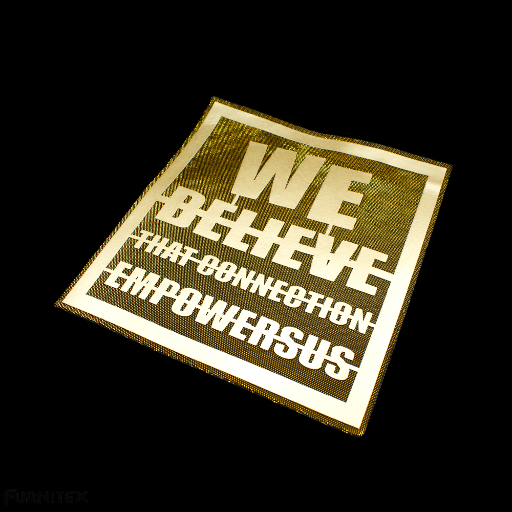 Аппликация клеевая кожзам WE BELIEVE 23.5*22см черная, золото лого . Аппликации клеевые Кожзам