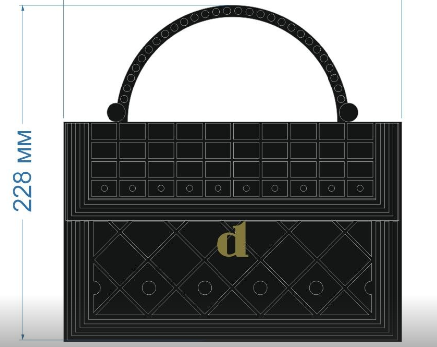 Аппликация, Сумка, 23*22,8см, черная, золото, лазер, плёнки 61972, 62340, шт. Термоаппликация плоттер/лазер