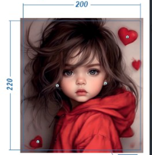 Аппликация композит, Девочка в красном, 20*22см, корол. атлас, сублимация, лазер, SS20 32596, шт. Аппликация композит