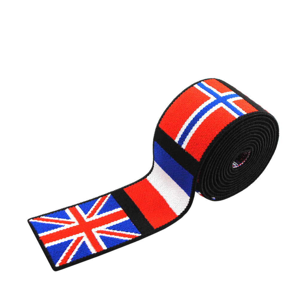 Резинка Норвегия 4см, черный, красный, белый, синий, 50ярд. Резинка