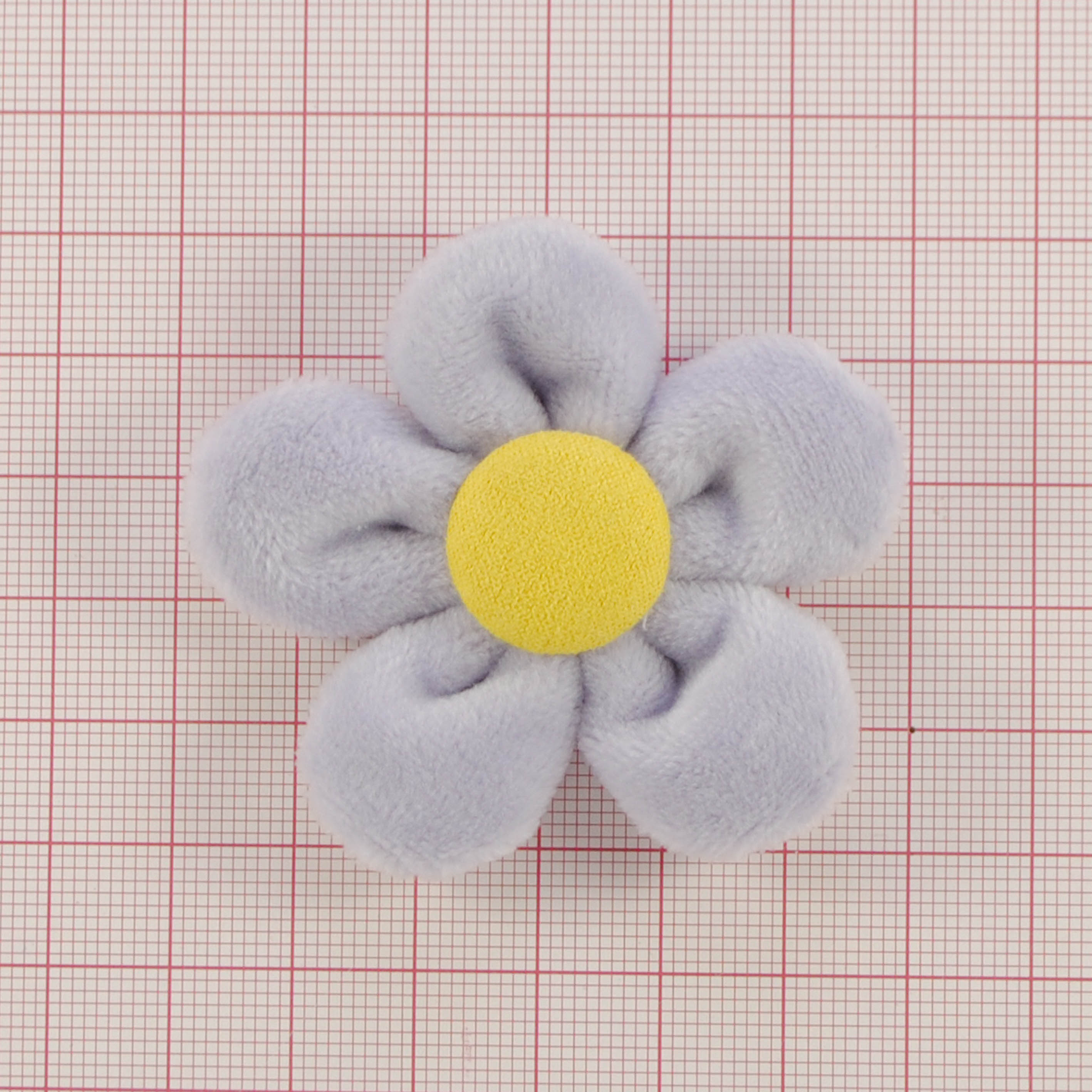 Аппликация тк. приш. дет. плюшевый цветок 5*5см, лиловый, желт., шт. Аппликации Пришивные Кружевные Вязаные