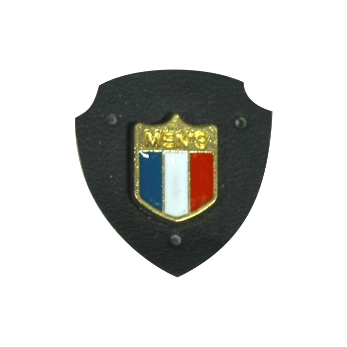 Лейба кожзам MENS Флаг 21*23мм черная, GOLD, эмаль 3 цвета. Лейба Кожзам