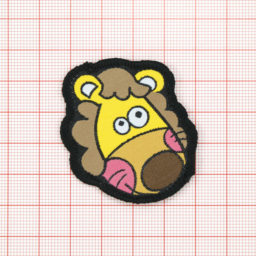 Нашивка тканевая Голова льва 40х45мм с оверлоком /atkisatin/, шт. Нашивка Детская