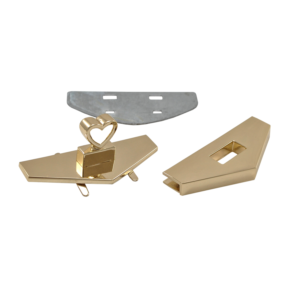 Замок сумочный E276 твист треугольный 27*65мм GOLD, шт. Сумочная фурнитура