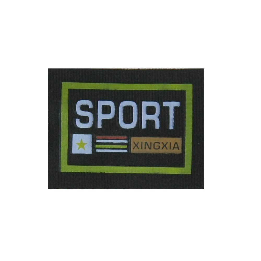 Нашивка тканевая накатанная SPORT xingxia 3*4,5см черная, салатовая рамка, цветная, шт. Нашивка Вышивка, Ткань