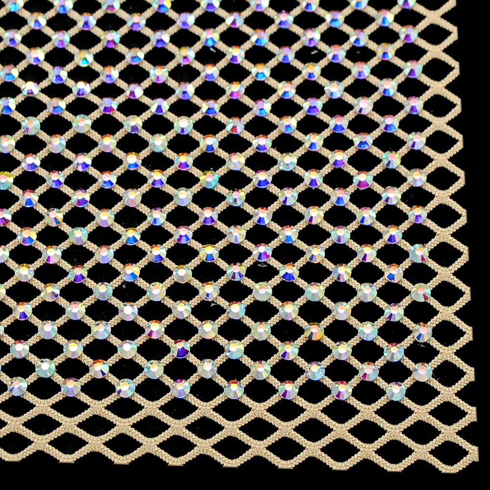 Сеть со стразами SS12, 36*36см бежевый, crystal AB, шт. Сеть со стразами