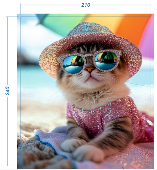 Аппликация композит, Кошка в шляпе, 21*24см, королевский атлас, сублимация, лазер, SS20 32596, шт. Аппликация композит