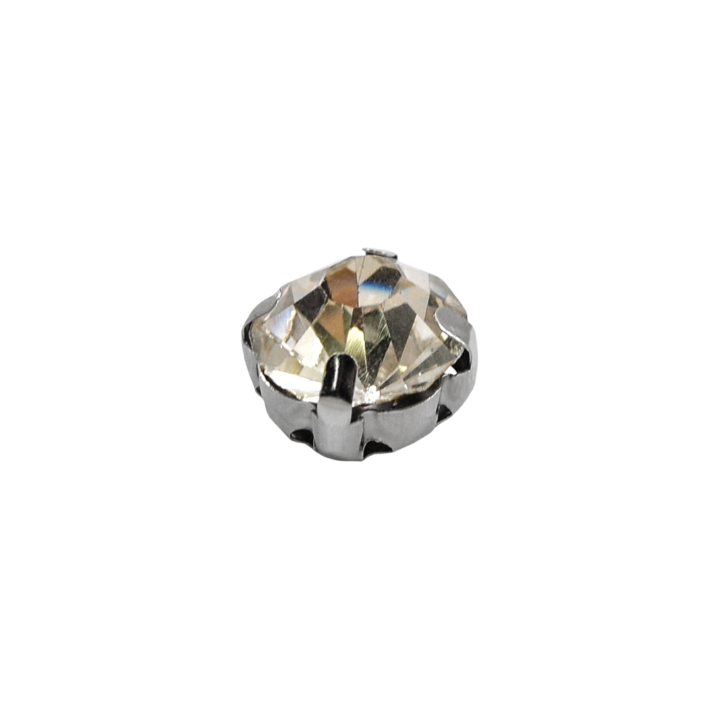 Стразы пришивные в металле круглые, 1см, crystal, шт. Стразы пришивные в металле