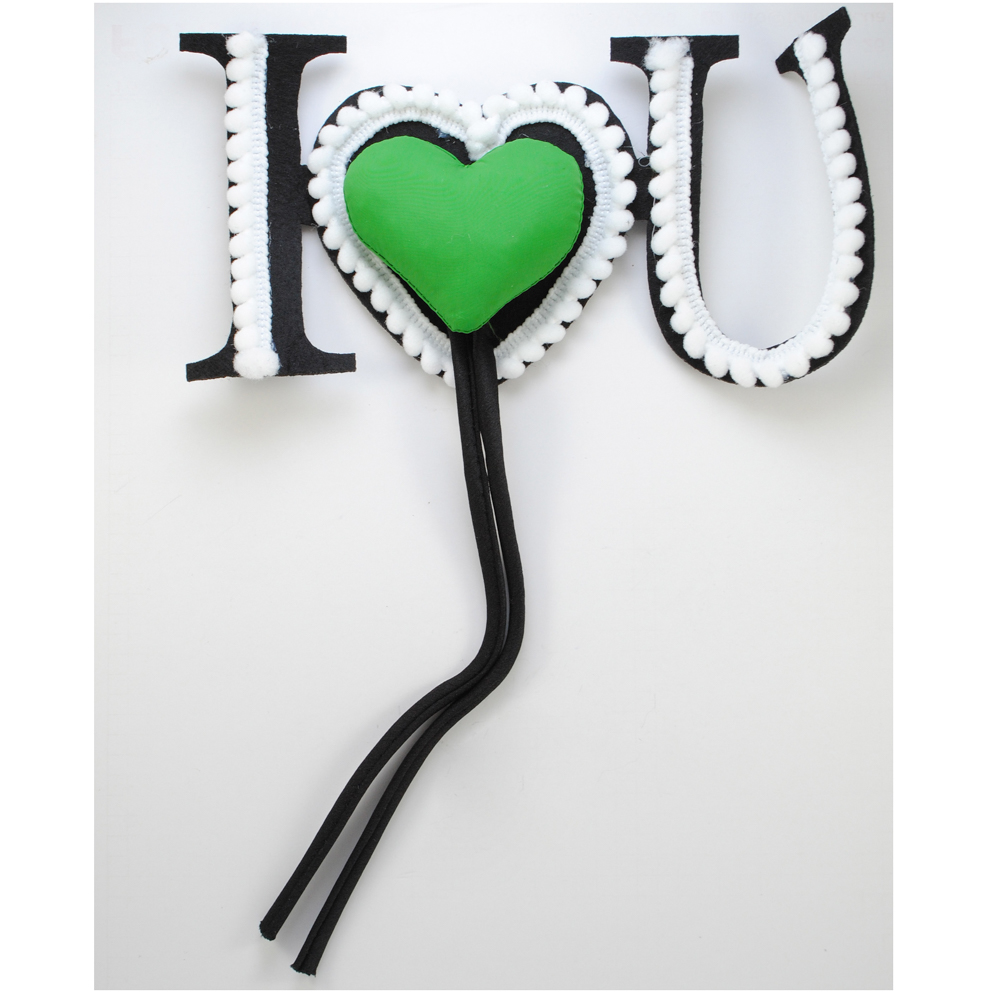 Аппликация тканевая I LOVE Y, 16*8,9см, зел., бел., черн.,  шт.. Аппликации Пришивные Ткань, Органза