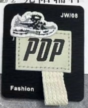 Шеврон пришивной  Pop, 6*7см, белый, серый, черный, шт. Нашивка Ткань