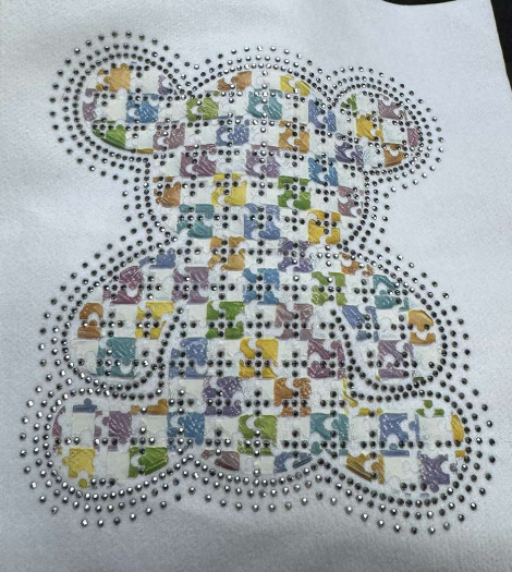 Аппликация композит, Мишка, 15,74*17,24см, DTF, SS6 зеркальный 62901, шт. Аппликация композит