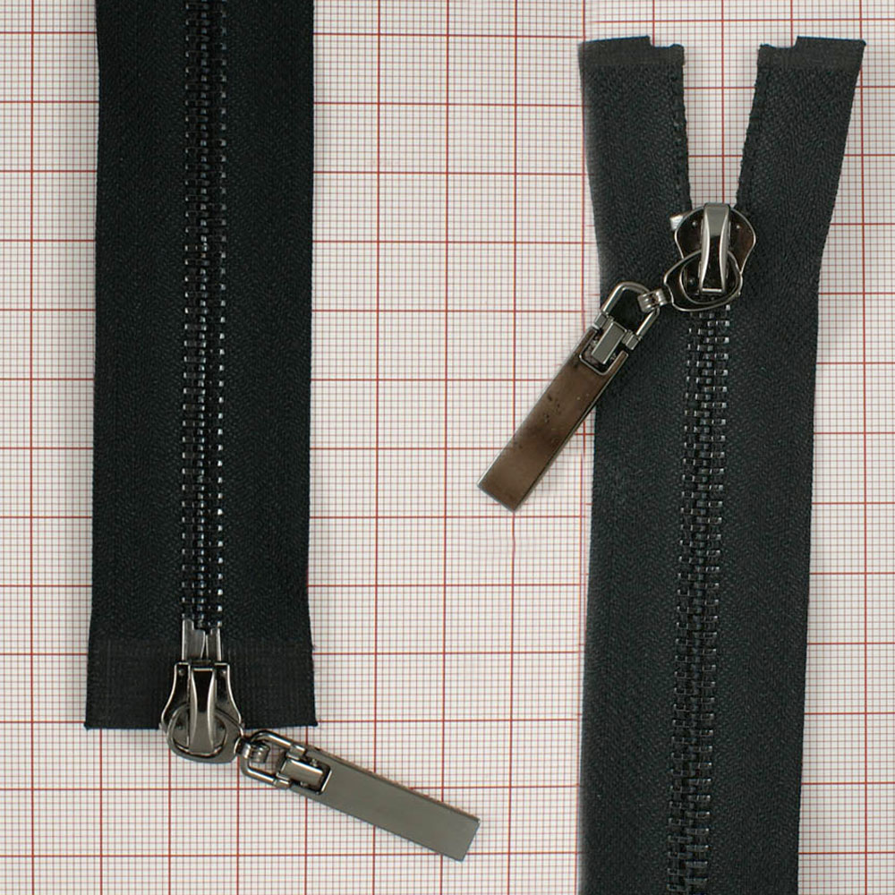 Змейка металлическая  №5 90см O/Е BN, черная ткань, двусторонняя, шт. Змейка Металл