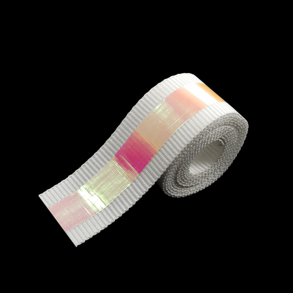 Тесьма тканевая голографическая, 2см, белый фон, ярд. Тесьма