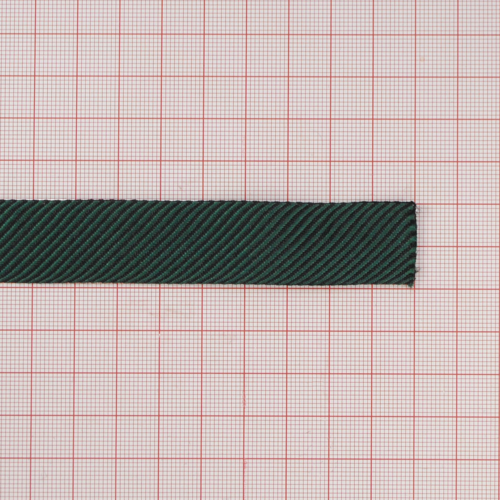Тесьма тканевая пришивная диагональные полосы 2см, черный, зеленый, 100ярд. Тесьма