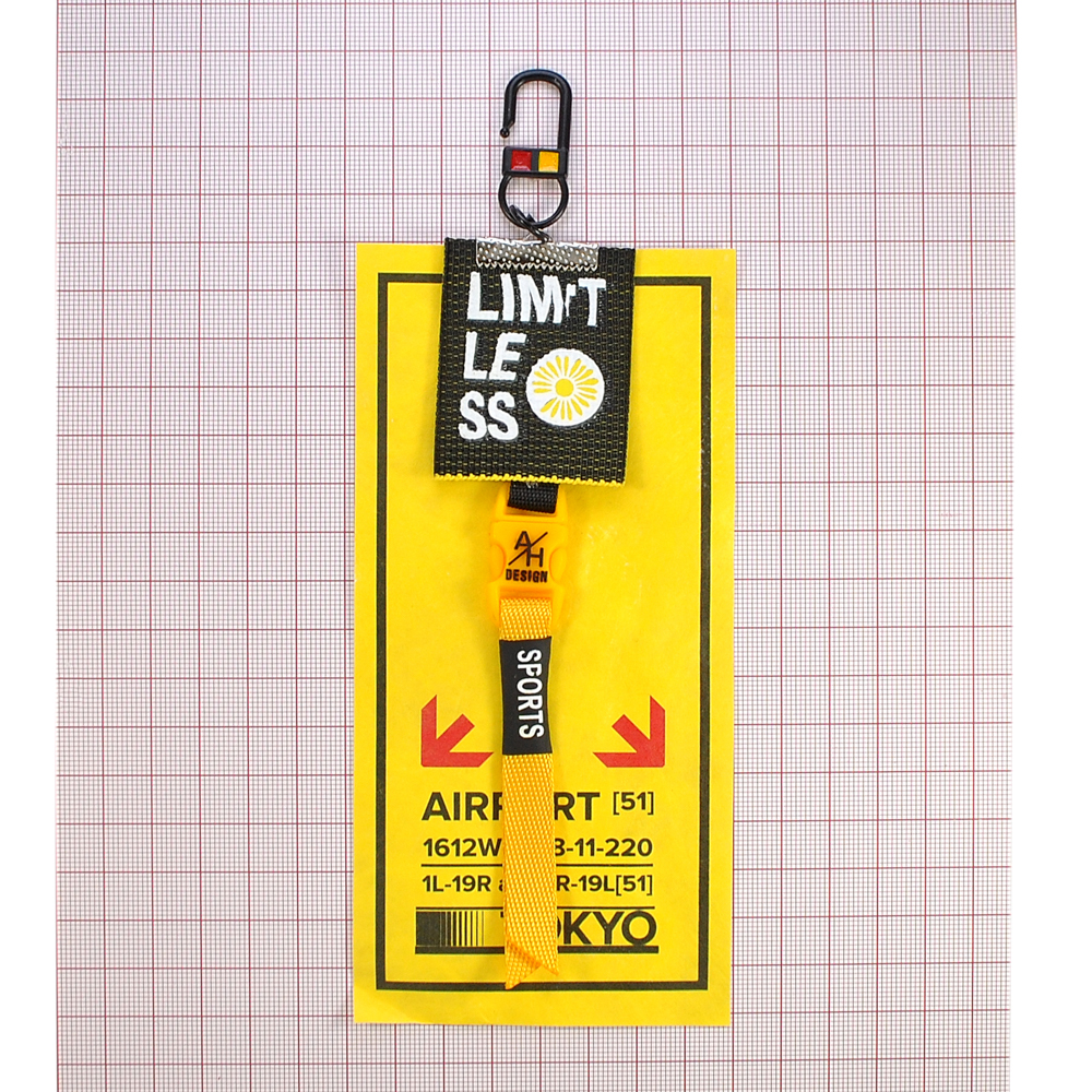 Подвеска ткань с резиной,  LIMIT LESS, 20*8см, черный, желтый, красный, белый, шт. Подвески