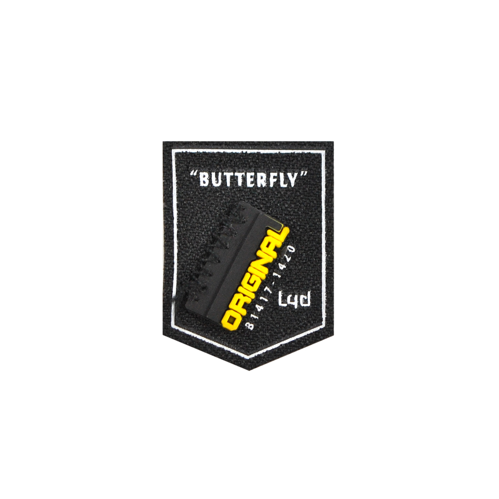 Лейба тканевая Butterfly, 3*4см, черный, белый, желтый, шт. Лейба Ткань