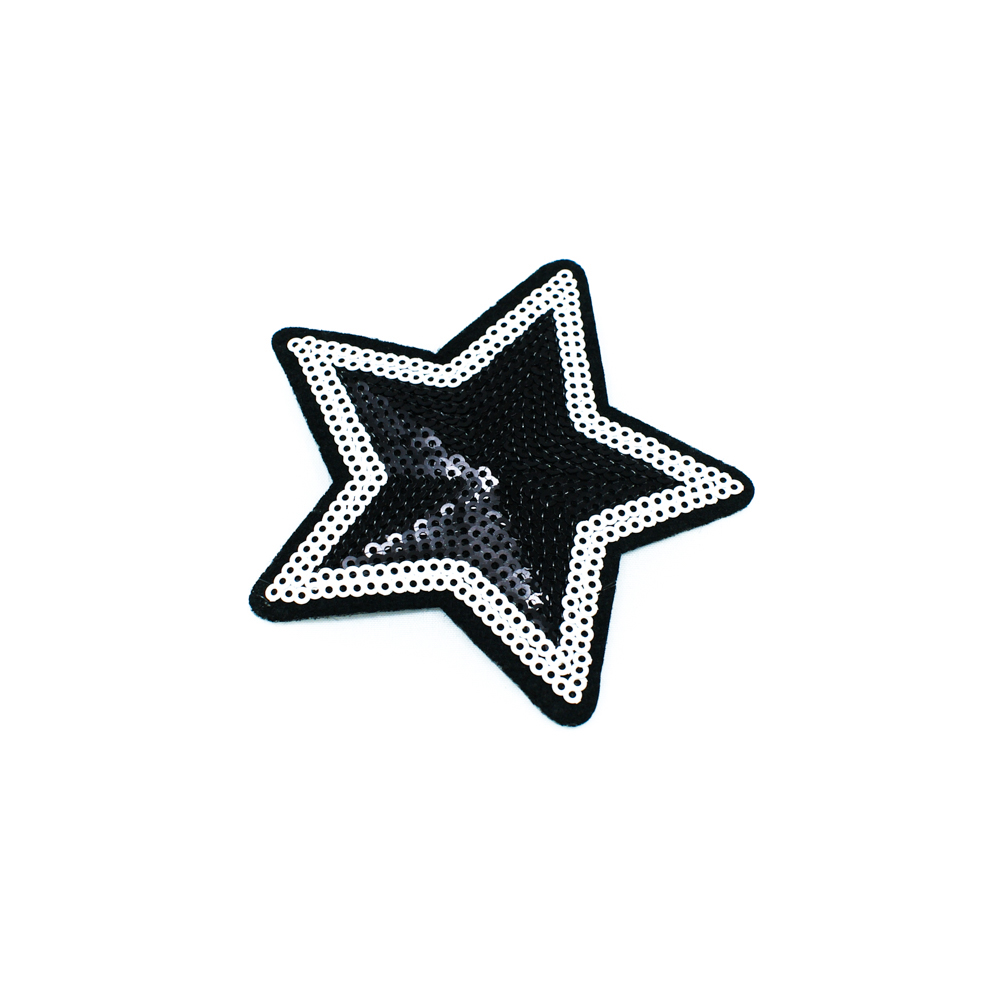 Аппликация клеевая пайетки Звезда 9*9см черные, белые пайетки, шт. Аппликации клеевые Пайетки