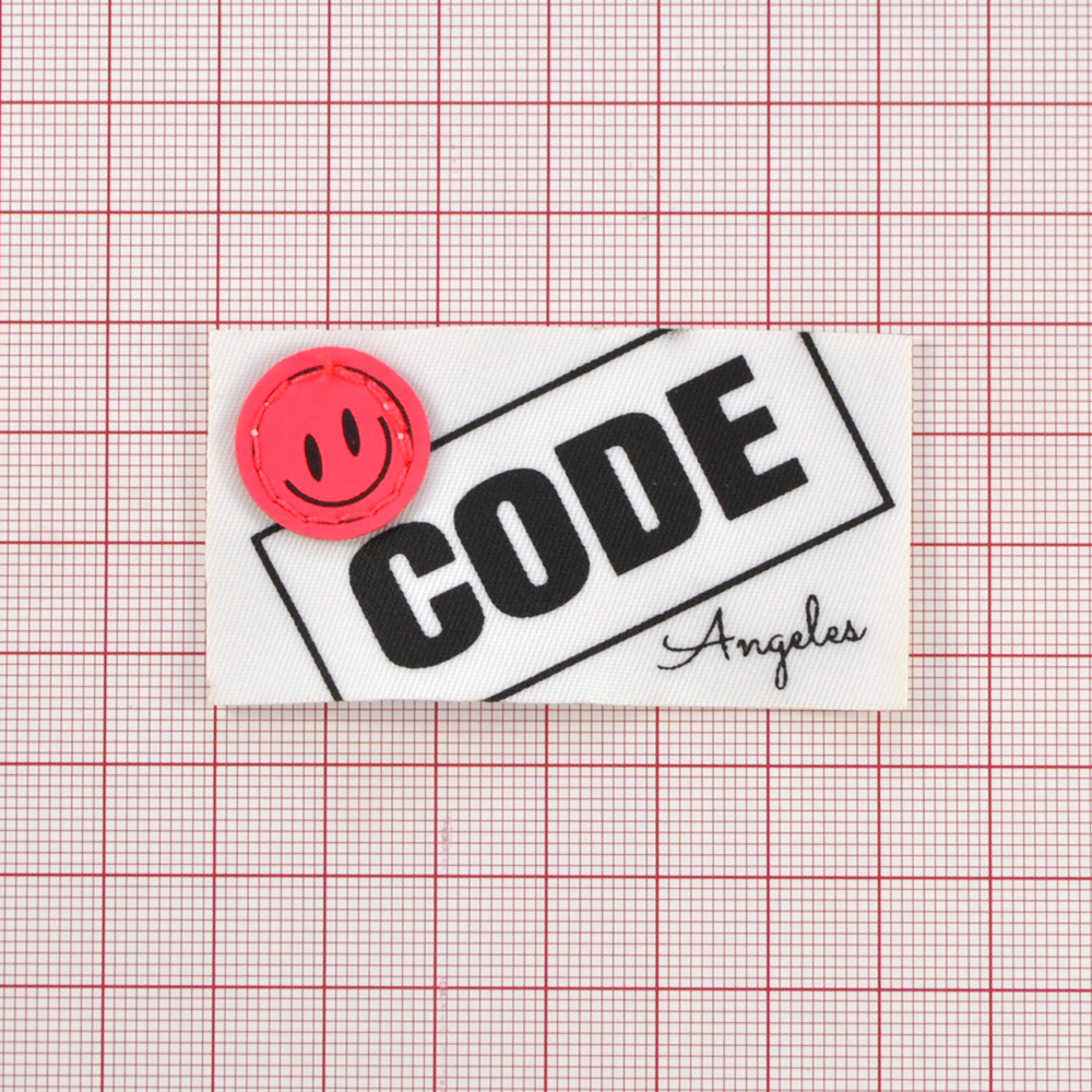 Лейба ткань CODE, 3.5*6,5см, черный, белый, розовый, шт. Лейба Ткань