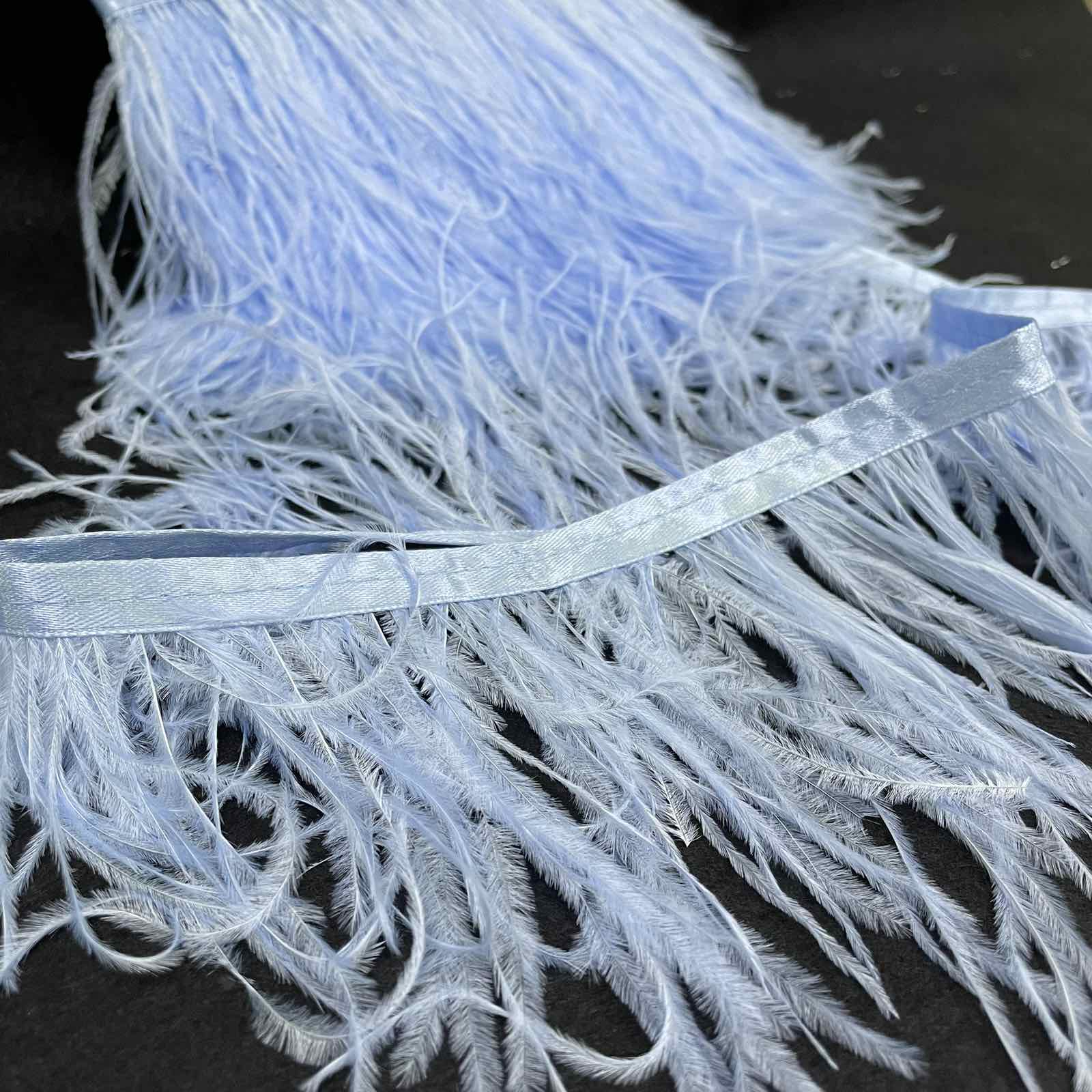 Перья в рулоне 10-14см, неб.голубой., ярд. Перья