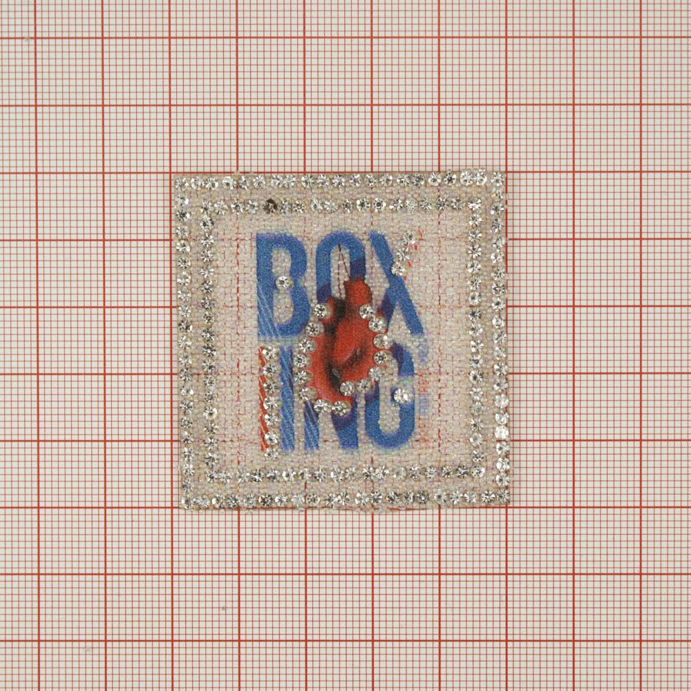 Аппликация клеевая стразы, стеклянная крошка Boxing Роза 5*5см прозрачный бисер, белые камни, шт. Аппликации клеевые Стразы комб.