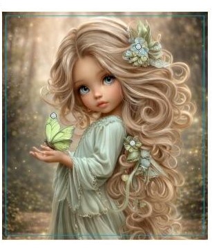 Аппликация композит, Девочка с бабочкой, 18*20cм, корол. атлас, сублимация, лазер, SS20 32596, шт. Аппликация композит