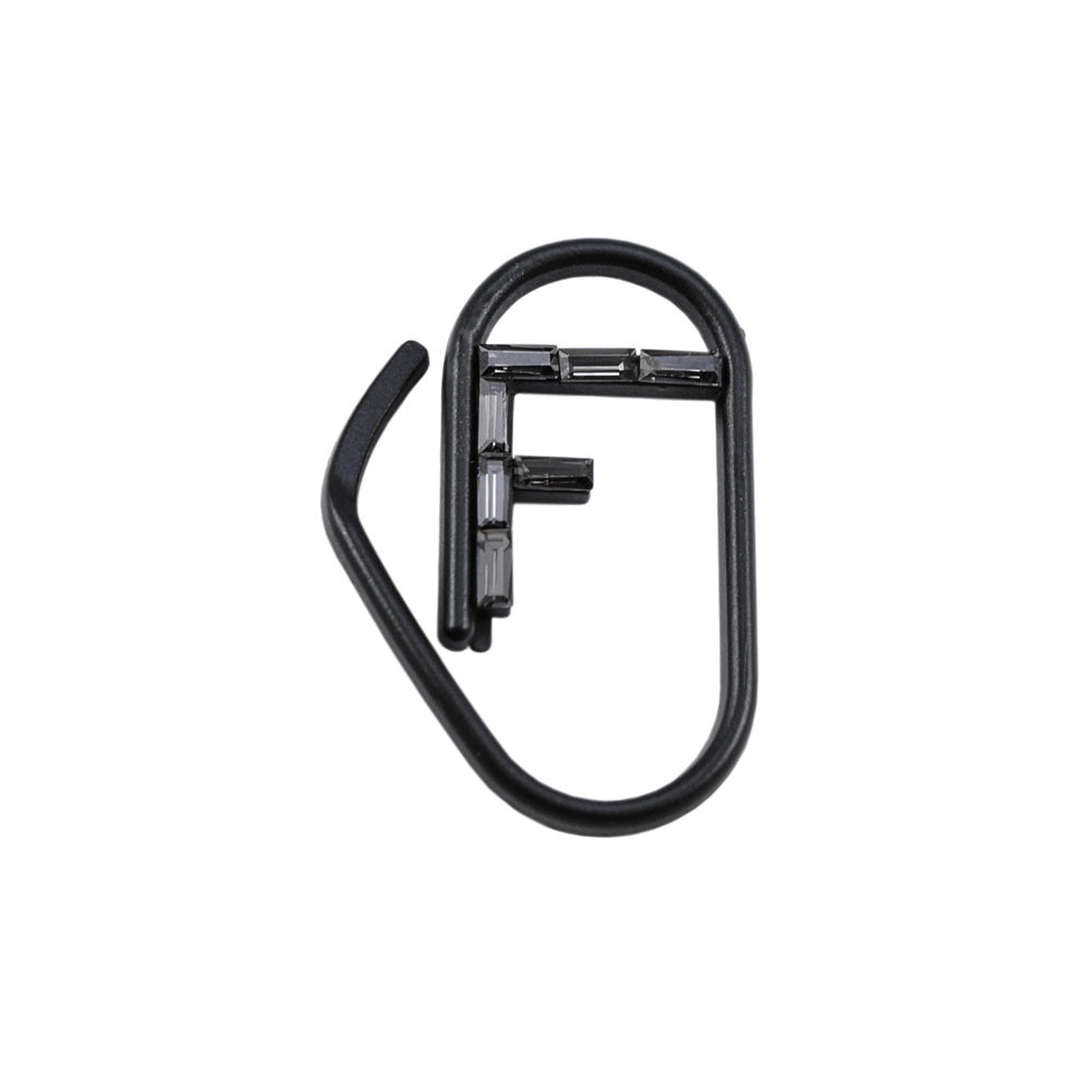 Краб металл с камнями Левый Скрепка F, 5,2*3,6см, метовый черный, черный, шт. Крабы Металл Надписи, Буквы