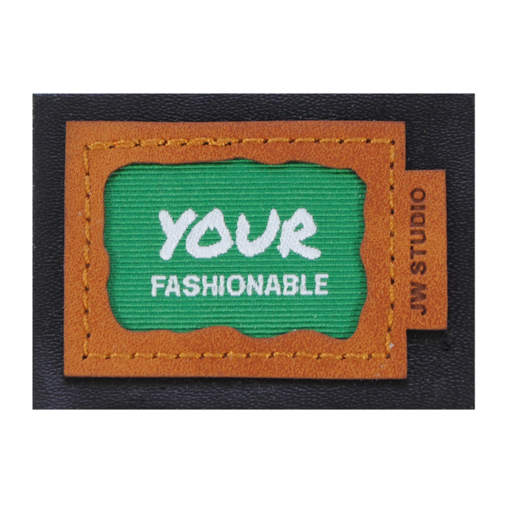 Лейба к/з Прямоугольник Your Fashionable, 4*5,5см, зелен., белый, корич., шт. Лейба Кожзам