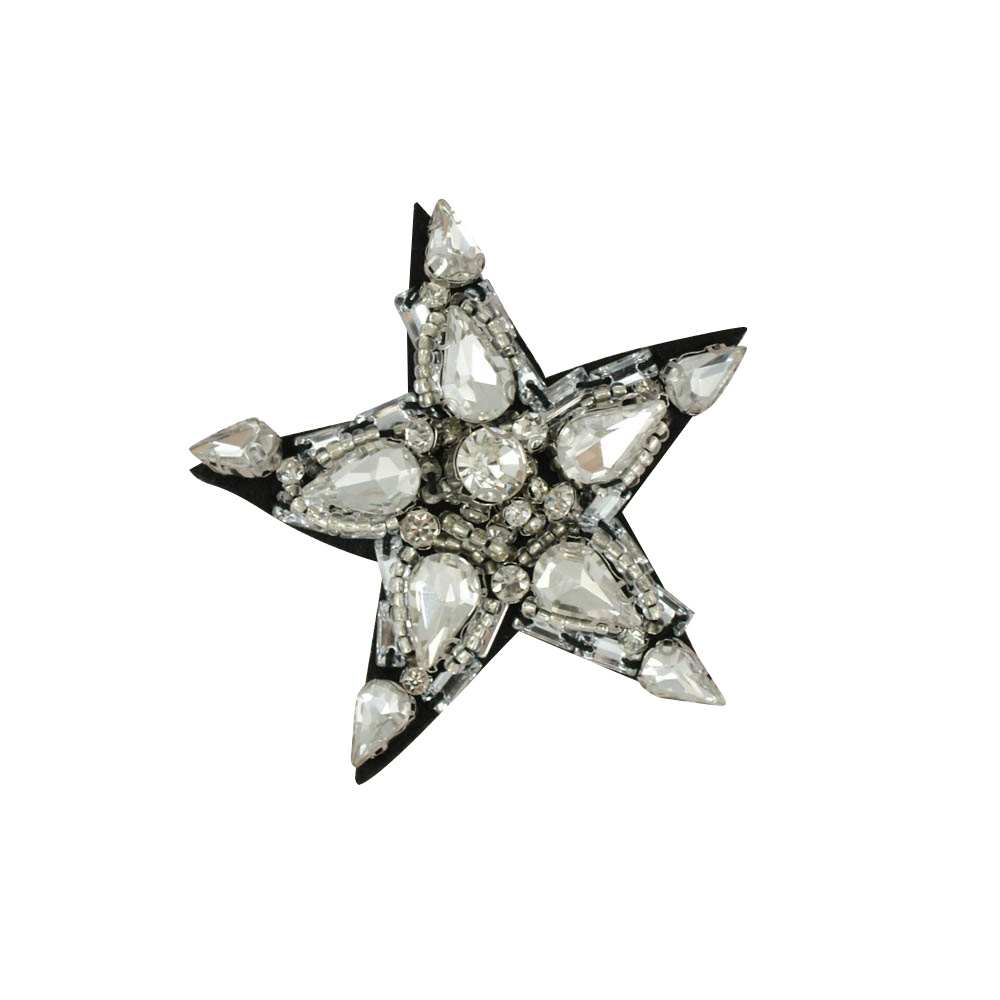 Аппликация пришивная стразы Морская звезда Кристалл 65*60 мм, белые камни, шт. Аппликации Пришивные Стразы, Бисер, Металл