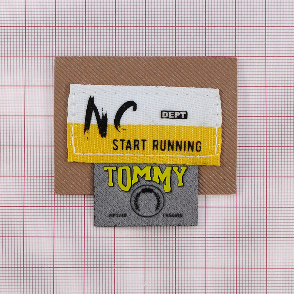 Лейба ткань Start running, 6*5,5см, белый, серый, коричневый, желтый, флажок, шт. Лейба Ткань